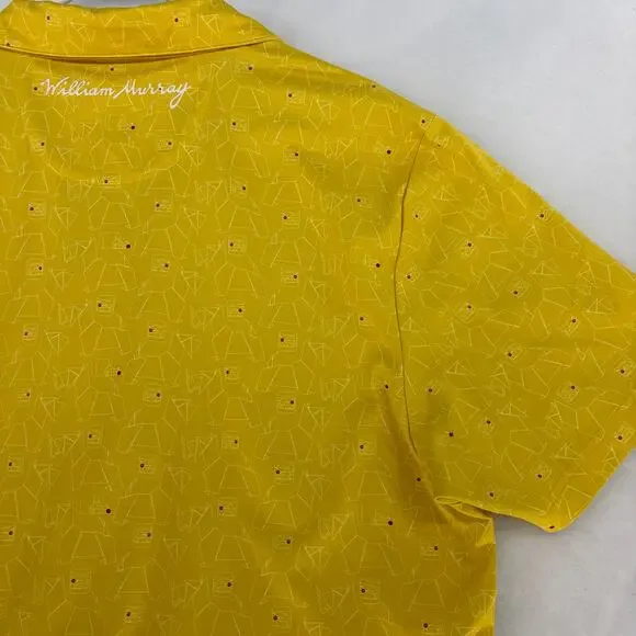 William Murray Men's Yellow Off the Rocks Martini Glass Print Polo Shirt Large - Picture 11 of 16